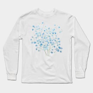 light blue Baby Breath Bouquet  gypsophila watercolor painting Long Sleeve T-Shirt